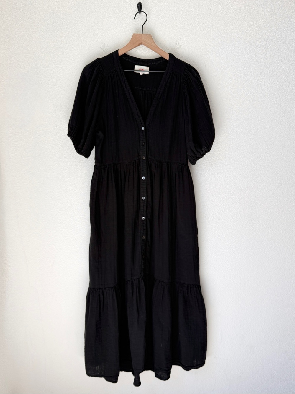 XiRENA Black Lennox Dress - Button-Front Midi Dress with Puff Sleeves - Small - Picture 2 of 12